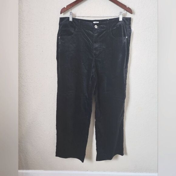 J. Jill Velvet Straight Leg Pants Black Size 16 New - Picture 1 of 7